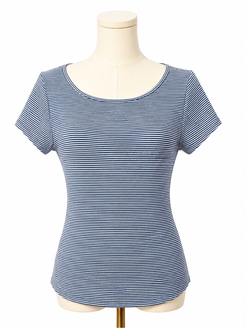 Striped Navy & White Scoop Neck Short Sleeve Tee